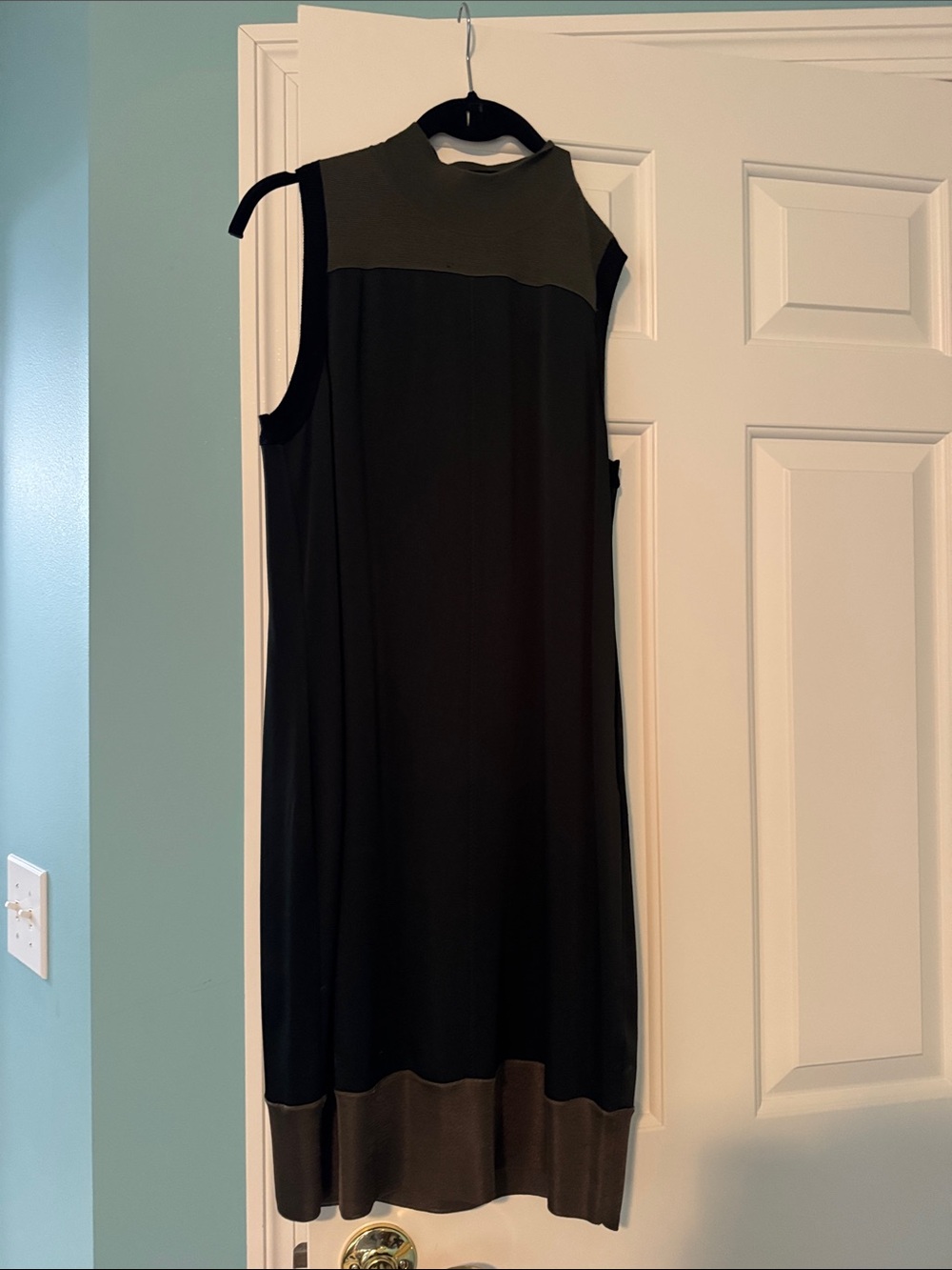 rag & bone Vivienne Black Shift Dress with Olive Trim